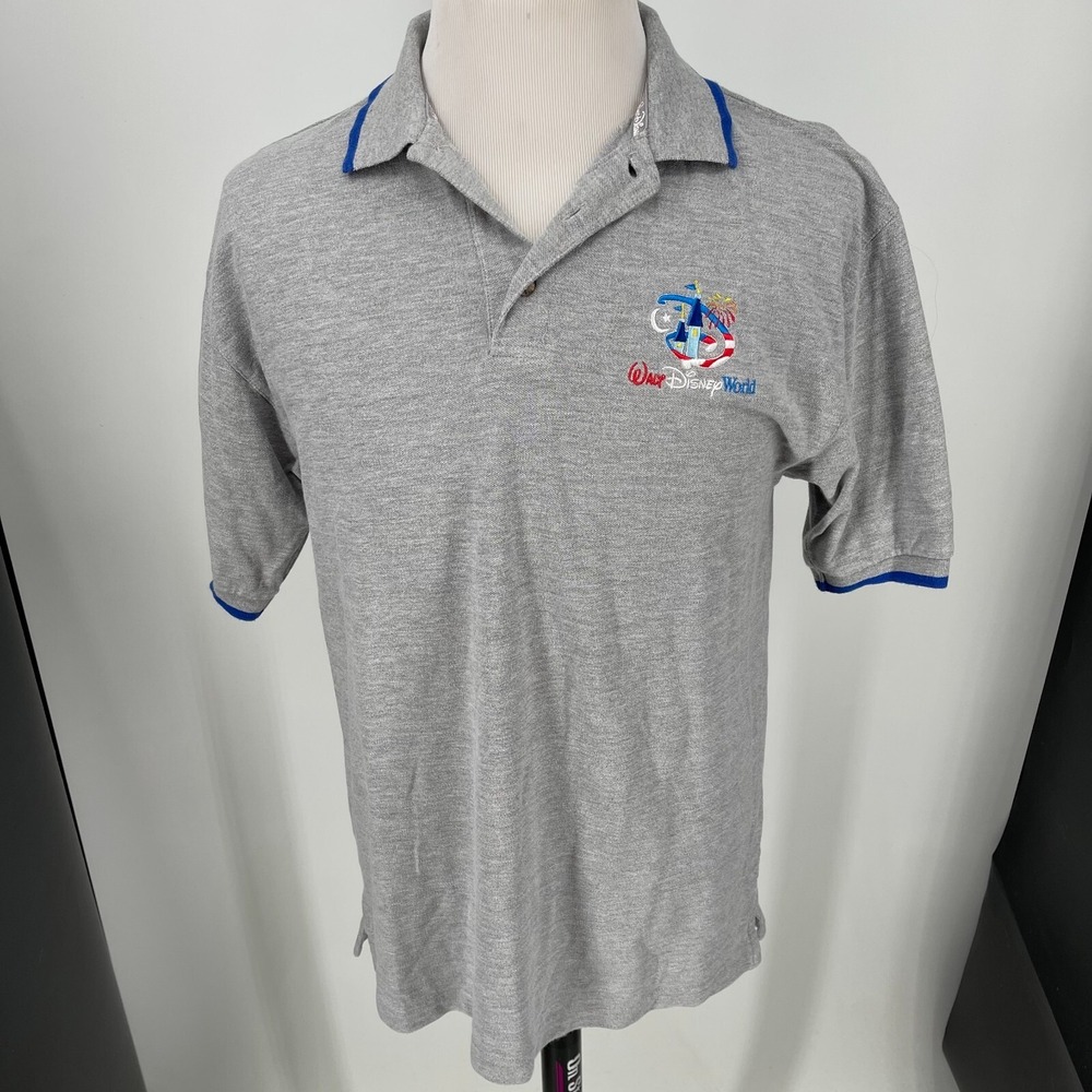 Walt Disney World Polo Shirt MENS Disney Patriotic Castle Gray SIZE SMALL